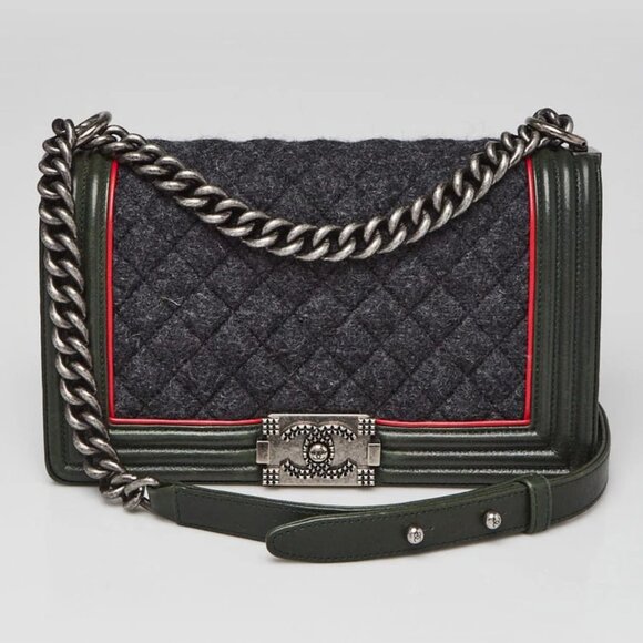 Chanel Multicolor Quilted Leather Wool Medium Boy Bag - Picture 1 of 10